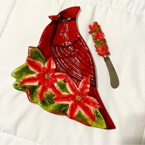 Cypress Home Red Cardinal Holiday Serving Gift Set